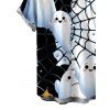 Men's Halloween Shirt Cute Ghost Spider Web Star Print Button Up Shirt - Noir 5XL