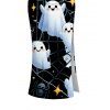 Halloween Women Outfit Cute Ghost Spider Web Star Print Cropped Tank Top and Slit Bodycon Skirt Set - Noir XXL | US 14
