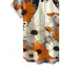Men's Vintage Halloween Shirt Ghost Floral Striped Print Button Up Shirt - Orange 5XL
