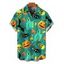 Men's Halloween Shirt Cartoon Pumpkin Ghost Skulls Spider Web Print Button Up Shirt - Émeraude 5XL