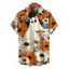 Men's Vintage Halloween Shirt Ghost Floral Striped Print Button Up Shirt - Orange 5XL