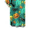 Halloween Couple Outfit Cartoon Pumpkin Ghost Skulls Spider Web Print Lace Up Belt Off the Shoulder Handkerchief Dress and Shirt Set - Émeraude S | US 4