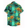 Halloween Couple Outfit Cartoon Pumpkin Ghost Skulls Spider Web Print Lace Up Belt Off the Shoulder Handkerchief Dress and Shirt Set - Émeraude S | US 4