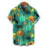 Halloween Couple Outfit Cartoon Pumpkin Ghost Skulls Spider Web Print Lace Up Belt Off the Shoulder Handkerchief Dress and Shirt Set - Émeraude S | US 4