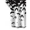 Gothic Halloween Couple Outfit Colorblock Bat Print Lace Up Belt Ruffle Off the Shoulder Bell Sleeve Handkerchief Dress and Shirt Set - Noir S | US 4