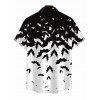 Gothic Halloween Couple Outfit Colorblock Bat Print Lace Up Belt Ruffle Off the Shoulder Bell Sleeve Handkerchief Dress and Shirt Set - Noir S | US 4