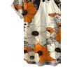 Vintage Halloween Couple Outfit Ghost Floral Striped Print Tied Back Square Neck A Line Dress and Shirt Set - Orange S | US 4