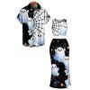 Halloween Couple Outfit Cute Ghost Spider Web Star Print Cropped Tank Top Slit Bodycon Skirt and Shirt Set - Noir S | US 4
