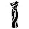 Vacation Dress Abstract Geometric Line Print Ruched Skew Neck Bodycon Dress - Noir XXL | US 14