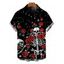 Men's Halloween Gothic Shirt Skulls Rose Floral Galaxy Print Button Up Shirt - Noir 5XL