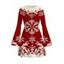 Vintage Christmas Sweater Dress Colorblock Snowflake Print Bell Sleeve A Line Mini Dress - Rouge foncé L | US 8-10
