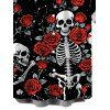 Men's Halloween Gothic Shirt Skulls Rose Floral Galaxy Print Button Up Shirt - Noir 5XL