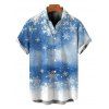 Men's Christmas Shirt Snowflake Tie Dye Print Button Up Shirt - Bleu clair L