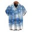 Men's Christmas Shirt Snowflake Tie Dye Print Button Up Shirt - Bleu clair L