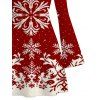 Vintage Christmas Sweater Dress Colorblock Snowflake Print Bell Sleeve A Line Mini Dress - Rouge foncé L | US 8-10