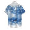 Men's Christmas Shirt Snowflake Tie Dye Print Button Up Shirt - Bleu clair L