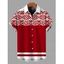 Men's Vintage Christmas Shirt Pixel Geometric Colorblock Print Button Up Shirt - Rouge XL
