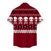 Men's Halloween Gothic Shirt Skulls Zig Zag Geometric Print Button Up Shirt - Rouge Vineux 5XL