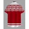 Men's Vintage Christmas Shirt Pixel Geometric Colorblock Print Button Up Shirt - Rouge XL