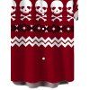 Men's Halloween Gothic Shirt Skulls Zig Zag Geometric Print Button Up Shirt - Rouge Vineux 5XL
