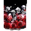Men's Gothic Shirt Rose Floral Skulls Print Button Up Shirt - Noir 5XL
