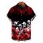 Men's Gothic Shirt Rose Floral Skulls Print Button Up Shirt - Noir 5XL