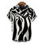 Men's Vacation Shirt Abstract Geometric Line Print Button Up Shirt - Noir 5XL