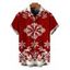 Men's Vintage Christmas Shirt Colorblock Snowflake Print Button Up Shirt - Rouge Vineux 5XL