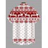 Men's Christmas Shirt Elk Snowflake Geometric Print Button Up Shirt - Blanc 2XL