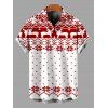 Men's Christmas Shirt Elk Snowflake Geometric Print Button Up Shirt - Blanc 2XL