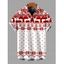 Men's Christmas Shirt Elk Snowflake Geometric Print Button Up Shirt - Blanc 2XL