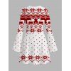 Christmas Dress Elk Snowflake Geometric Print Bell Sleeve A Line Mini Dress - Blanc XXL | US 14