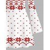 Christmas Dress Elk Snowflake Geometric Print Bell Sleeve A Line Mini Dress - Blanc XXL | US 14