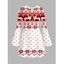 Christmas Dress Elk Snowflake Geometric Print Bell Sleeve A Line Mini Dress - Rouge XL | US 12