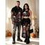Halloween Gothic Couple Outfit Skulls Rose Floral Galaxy Print Cropped Tank Top Slit Bodycon Skirt and Shirt Set - Noir S | US 4