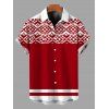 Vintage Christmas Couple Outfit Pixel Geometric Colorblock Print Bowknot Bell Sleeve Dress and Shirt Set - Rouge S | US 4