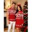 Christmas Couple Outfit Elk Snowflake Geometric Print Bell Sleeve A Line Mini Dress and Shirt Set - Rouge S | US 4