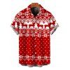 Christmas Couple Outfit Elk Snowflake Geometric Print Bell Sleeve A Line Mini Dress and Shirt Set - Rouge S | US 4