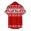 Christmas Couple Outfit Elk Snowflake Geometric Print Bell Sleeve A Line Mini Dress and Shirt Set - Rouge S | US 4