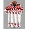 Christmas Couple Outfit Elk Snowflake Geometric Print Bell Sleeve A Line Mini Dress and Shirt Set - Blanc S | US 4