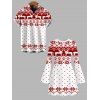Christmas Couple Outfit Elk Snowflake Geometric Print Bell Sleeve A Line Mini Dress and Shirt Set - Blanc S | US 4