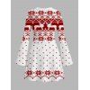 Christmas Couple Outfit Elk Snowflake Geometric Print Bell Sleeve A Line Mini Dress and Shirt Set - Blanc S | US 4