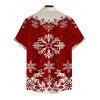 Vintage Christmas Couple Outfit Colorblock Snowflake Print Bell Sleeve A Line Mini Sweater Dress and Shirt Set - Rouge Vineux S | US 4