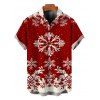 Vintage Christmas Couple Outfit Colorblock Snowflake Print Bell Sleeve A Line Mini Sweater Dress and Shirt Set - Rouge Vineux S | US 4