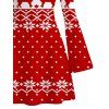 Christmas Dress Elk Snowflake Geometric Print Bell Sleeve A Line Mini Dress - Rouge XL | US 12