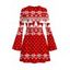 Christmas Dress Elk Snowflake Geometric Print Bell Sleeve A Line Mini Dress - Rouge XL | US 12