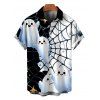 Men's Halloween Shirt Cute Ghost Spider Web Star Print Button Up Shirt - Noir XL
