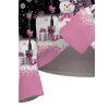 Christmas Top Colorblock Snowman Snowflake Gift Print Foldover Off the Shoulder Top - Rose L | US 8-10