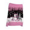 Christmas Top Colorblock Snowman Snowflake Gift Print Foldover Off the Shoulder Top - Rose L | US 8-10