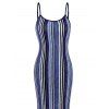 Ethnic Style Dress Textured Striped Print Spaghetti Strap Bodycon Dress - Bleu XXL | US 14
